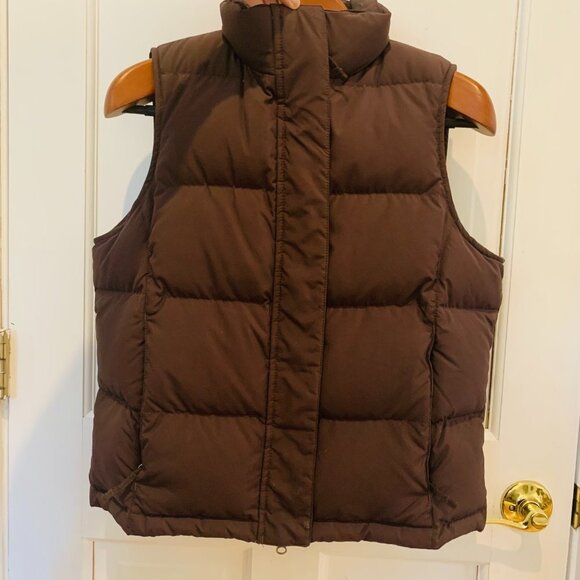 Vintage LL Bean Puffer Vest Jacket Women's Brown Down Insulated Size Small - Picture 2 of 9